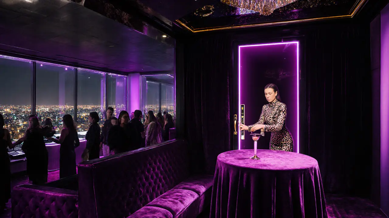 VIP table at a high‑end Milan nightclub, escort opening a private lounge.