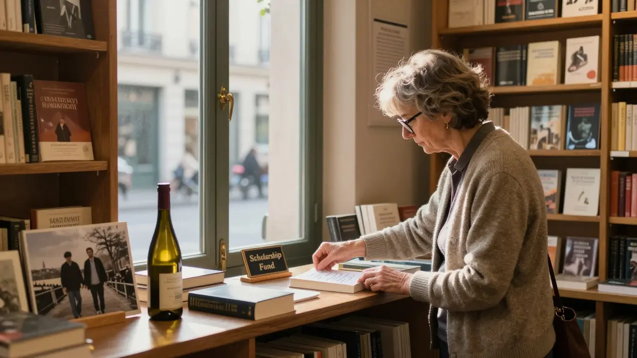 A former companion runs a small bookstore in Saint-Germain-des-Prés, honoring her journey.